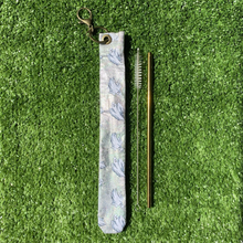 Load image into Gallery viewer, Eco friendly Fabric Reusable Straw Carrying Case Holder Pouch with Metal Stainless Steel Drinking Straw - Ghosts